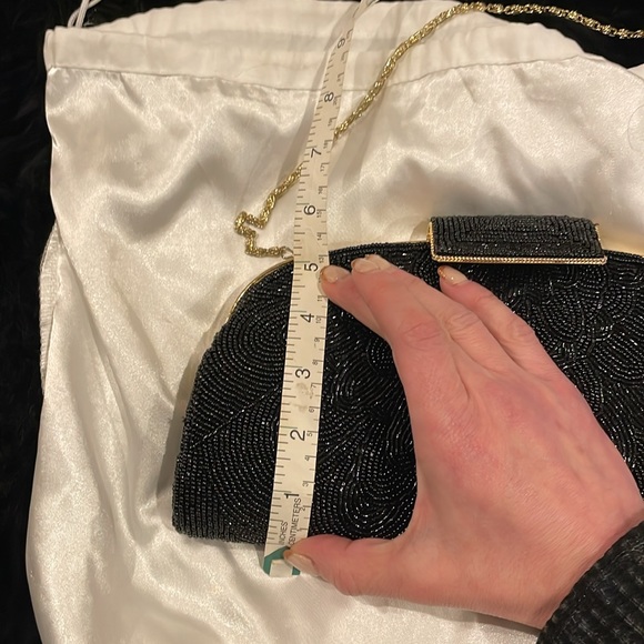 Beaded black structured clutch - Picture 6 of 7